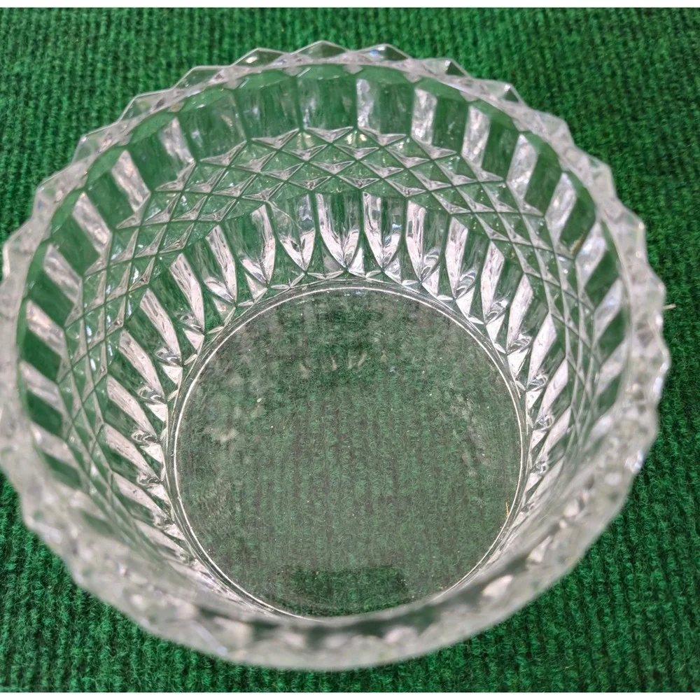 Crystal Glass Round Candy Dish Trinket Holder Vintage‎ Art Deco